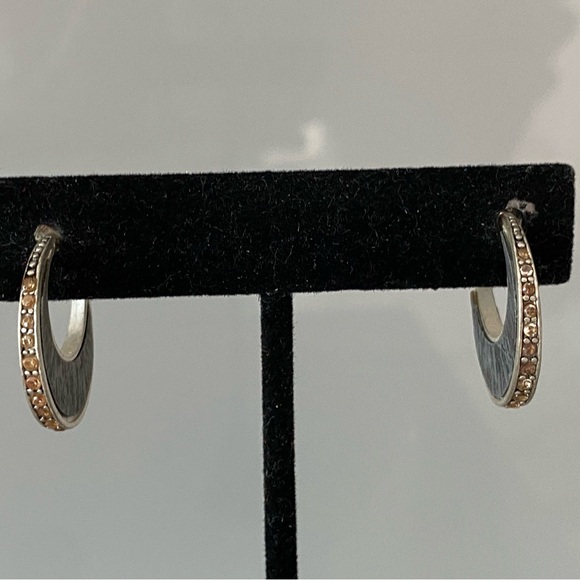 Kenneth Cole Crescent Hoop Earrings with Crystal Accents - Picture 3 of 8